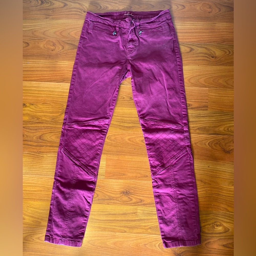 Burgundy Moto Skinny Jeans